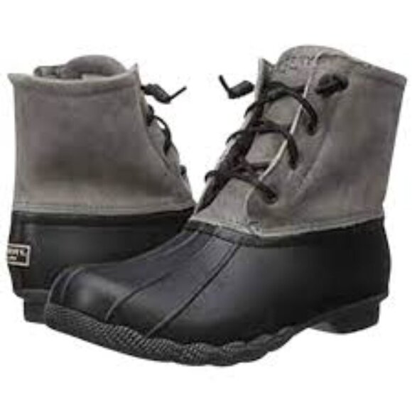 Sperry Shoes - Sperry Women's Saltwater Leather Booties Black & Grey ; Size 8M
